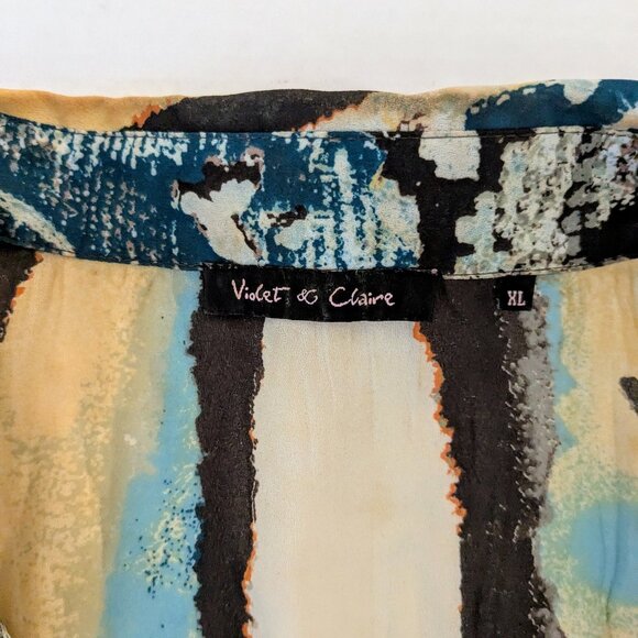 VIOLET & CLAIRE Women's Long Sleeve Crinkled Blouse Top Size XL Multi-Print - Picture 7 of 8